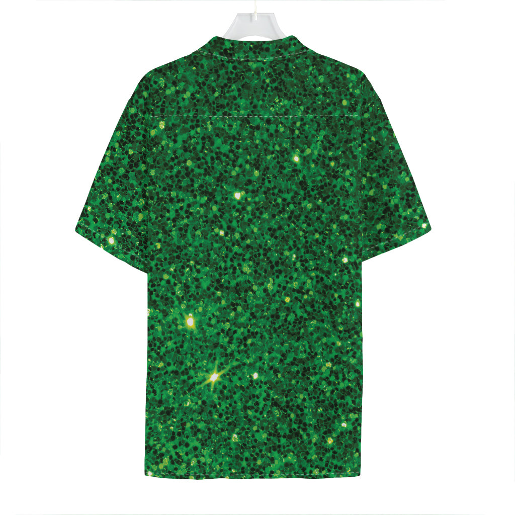 Green (NOT Real) Glitter Print Hawaiian Shirt