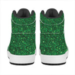 Green (NOT Real) Glitter Print High Top Leather Sneakers