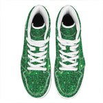 Green (NOT Real) Glitter Print High Top Leather Sneakers