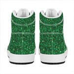Green (NOT Real) Glitter Print High Top Leather Sneakers
