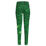 Green (NOT Real) Glitter Print High-Waisted Pocket Leggings