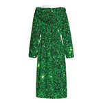 Green (NOT Real) Glitter Print Hooded Bathrobe
