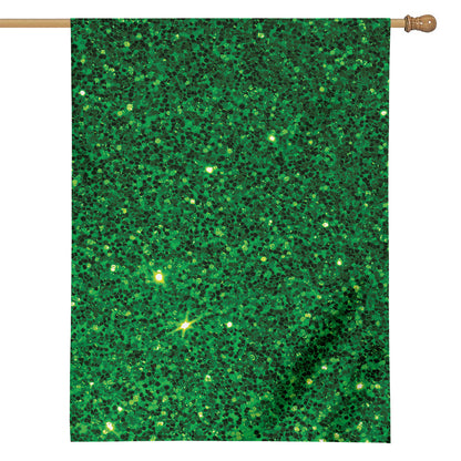 Green (NOT Real) Glitter Print House Flag