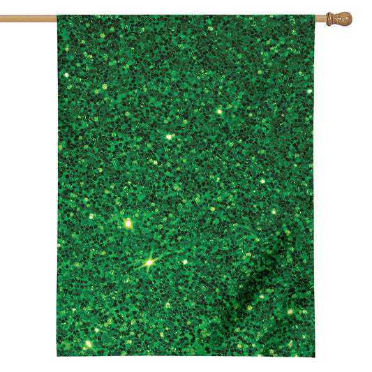 Green (NOT Real) Glitter Print House Flag