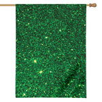 Green (NOT Real) Glitter Print House Flag