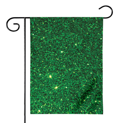 Green (NOT Real) Glitter Print House Flag