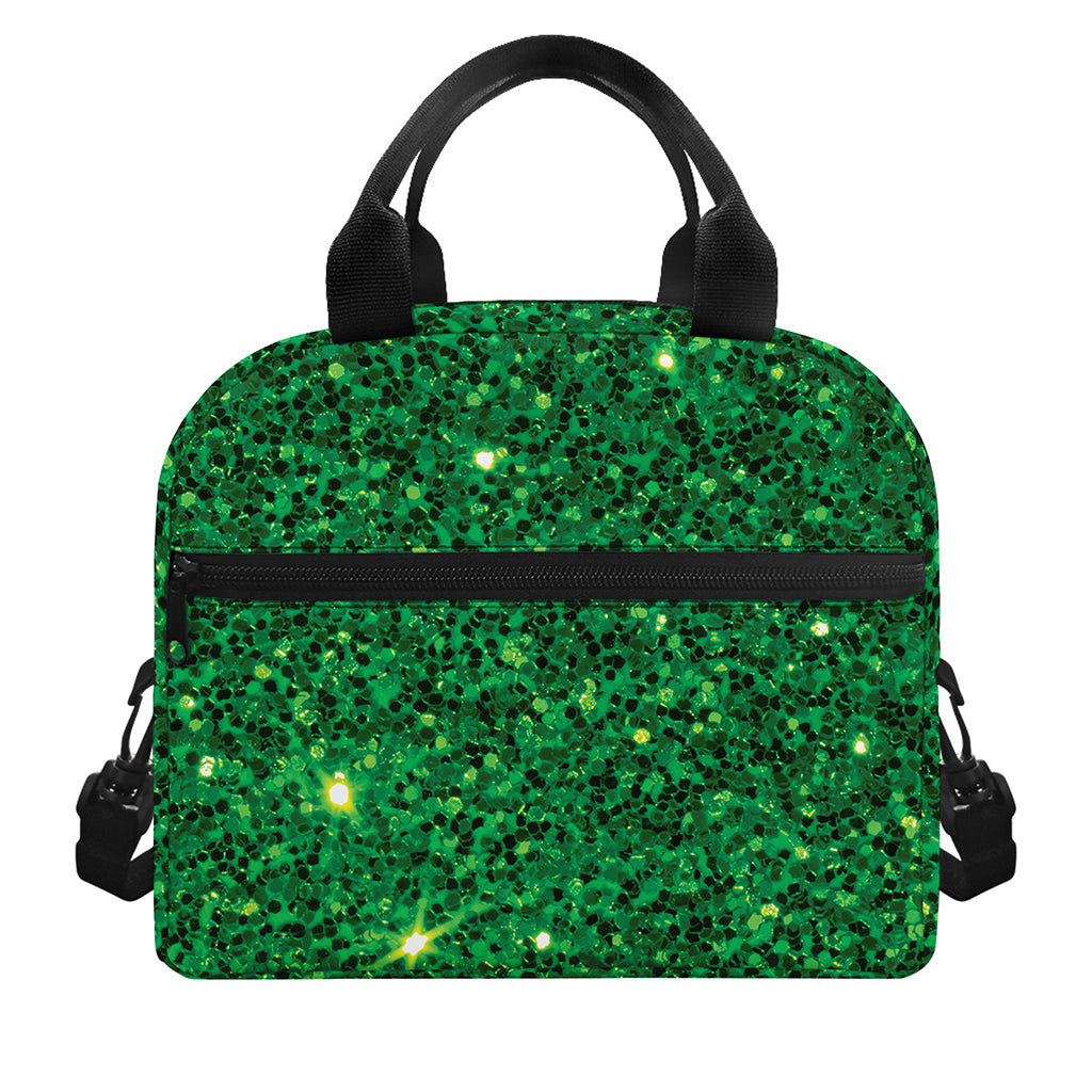 Green (NOT Real) Glitter Print Insulated Lunch Bag
