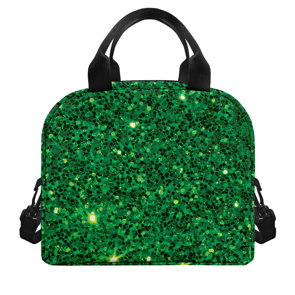 Green (NOT Real) Glitter Print Insulated Lunch Bag