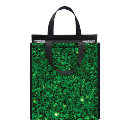 Green (NOT Real) Glitter Print Insulated Lunch Tote