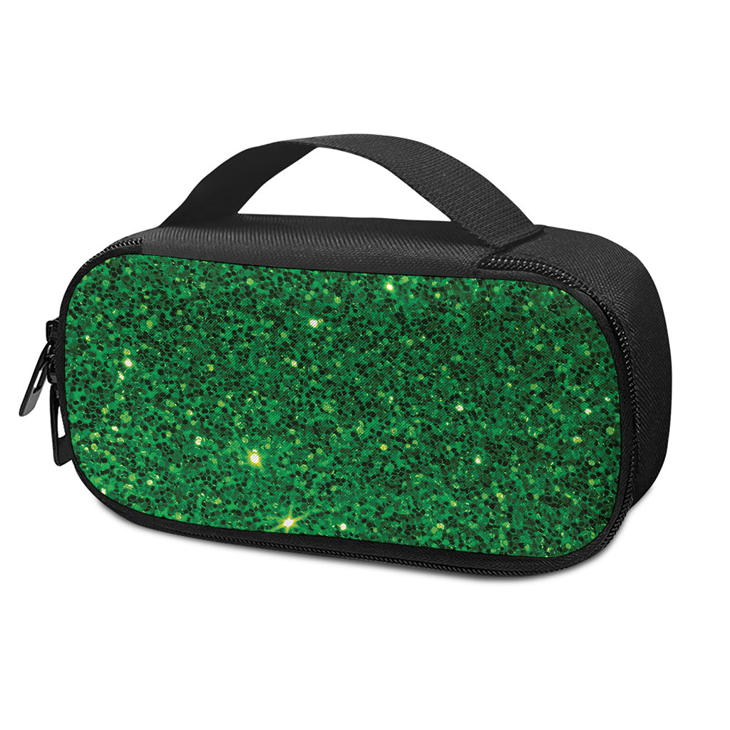 Green (NOT Real) Glitter Print Insulin Cooler Travel Case