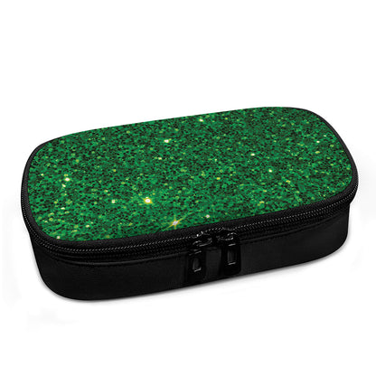 Green (NOT Real) Glitter Print Insulin Cooler Travel Case