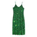 Green (NOT Real) Glitter Print Jersey Midi Cami Dress