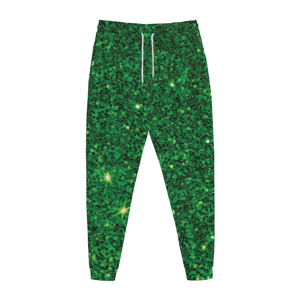 Green (NOT Real) Glitter Print Jogger Pants