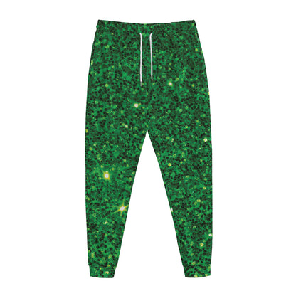Green (NOT Real) Glitter Print Jogger Pants