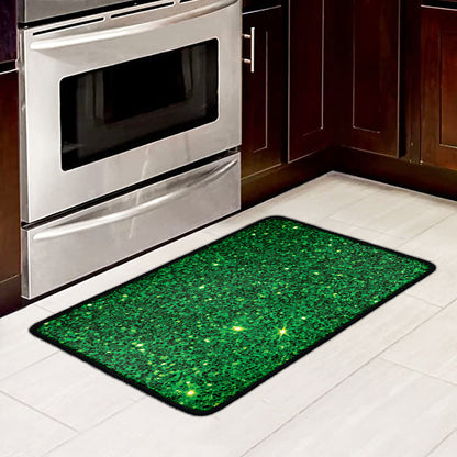 Green (NOT Real) Glitter Print Kitchen Mat