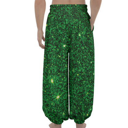 Green (NOT Real) Glitter Print Lantern Pants