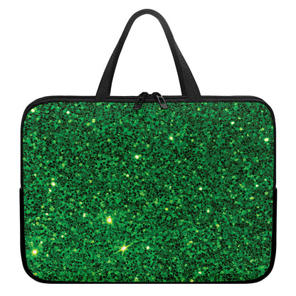 Green (NOT Real) Glitter Print Laptop Sleeve With Handle