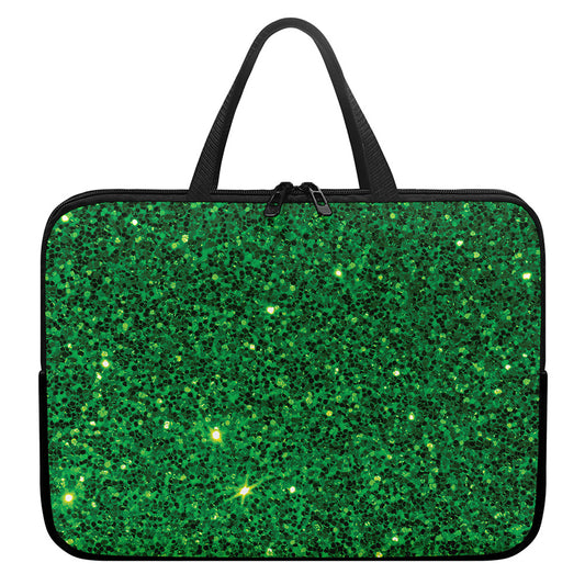 Green (NOT Real) Glitter Print Laptop Sleeve With Handle