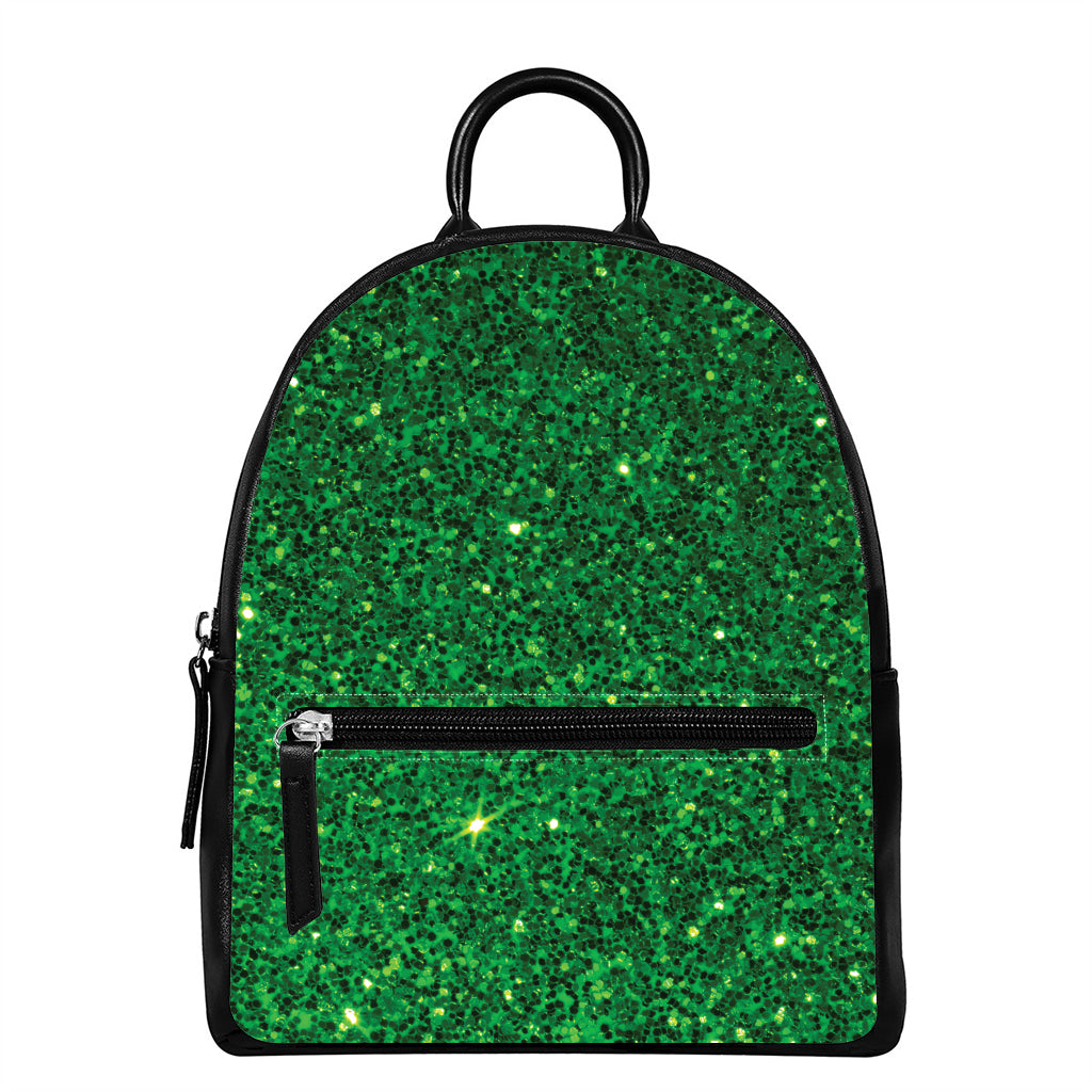 Green (NOT Real) Glitter Print Leather Backpack