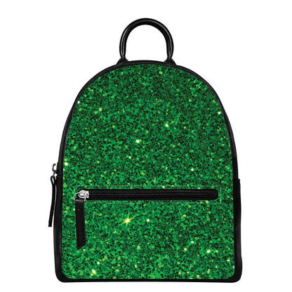 Green (NOT Real) Glitter Print Leather Backpack