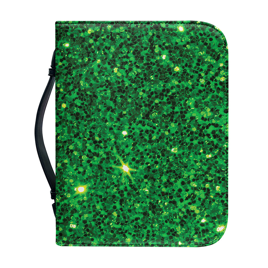 Green (NOT Real) Glitter Print Leather Bible Cover