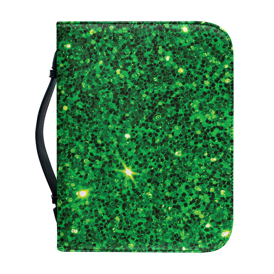 Green (NOT Real) Glitter Print Leather Bible Cover