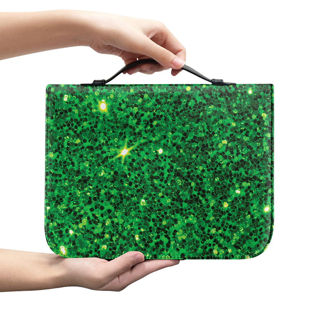 Green (NOT Real) Glitter Print Leather Bible Cover