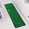 Green (NOT Real) Glitter Print Long Kitchen Mat