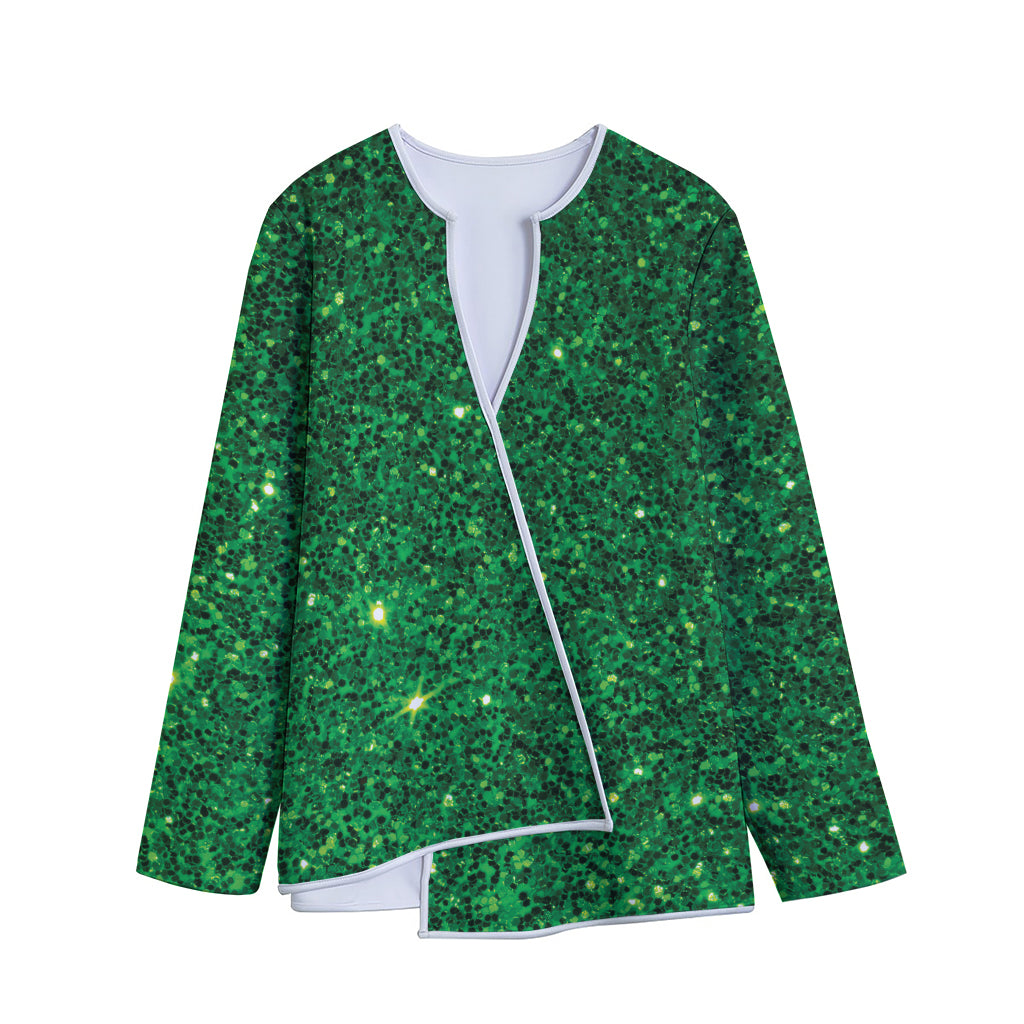 Green (NOT Real) Glitter Print Long Sleeve Short Coat