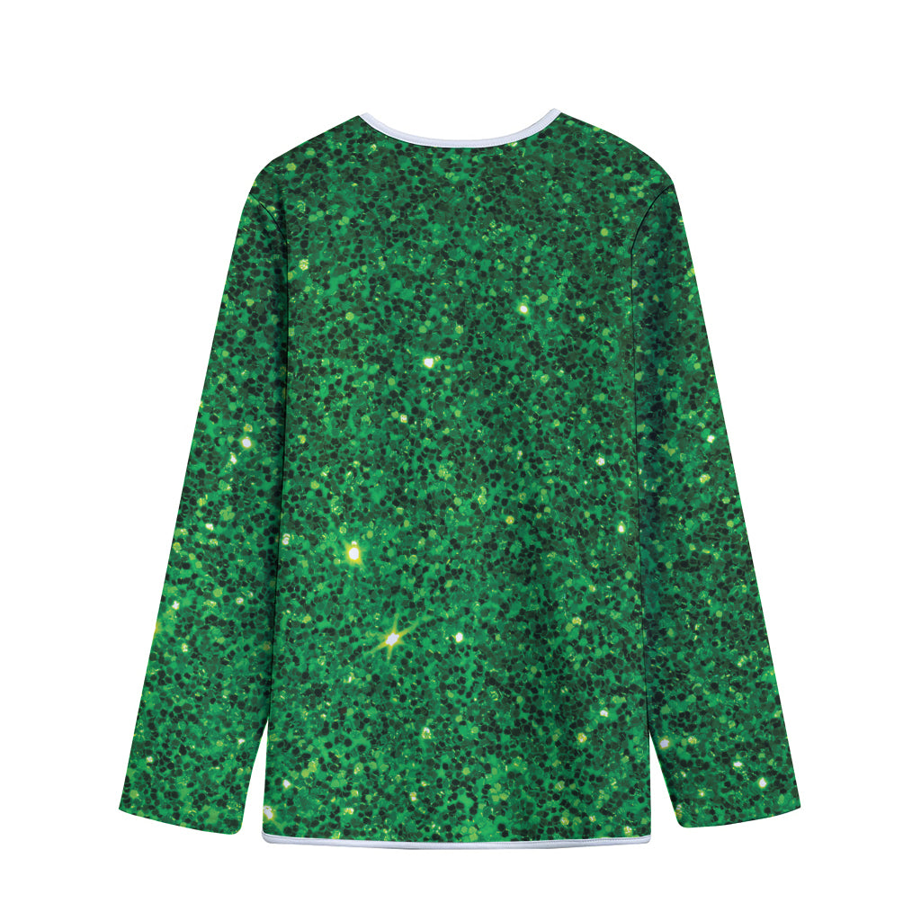 Green (NOT Real) Glitter Print Long Sleeve Short Coat