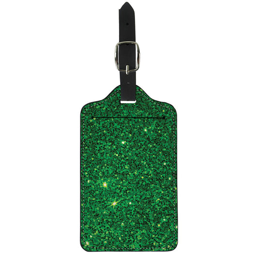 Green (NOT Real) Glitter Print Luggage Tag