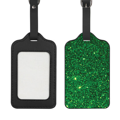 Green (NOT Real) Glitter Print Luggage Tag
