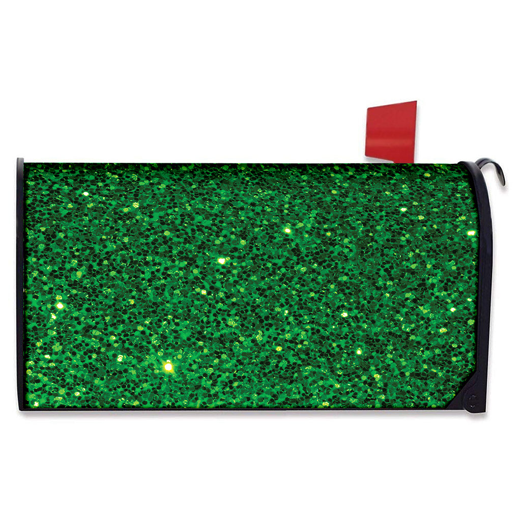 Green (NOT Real) Glitter Print Mailbox Cover