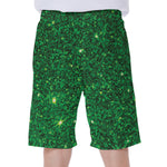 Green (NOT Real) Glitter Print Men's Beach Shorts