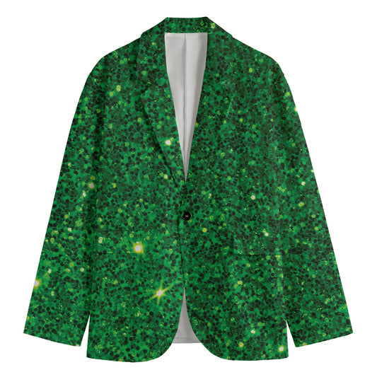 Green (NOT Real) Glitter Print Men's Blazer