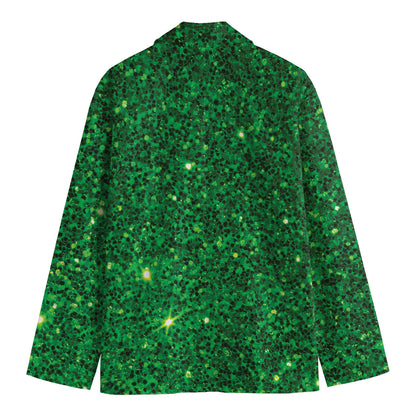 Green (NOT Real) Glitter Print Men's Blazer
