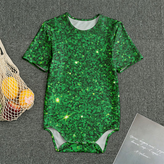 Green (NOT Real) Glitter Print Men's Bodysuit