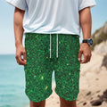 Green (NOT Real) Glitter Print Men's Cargo Shorts