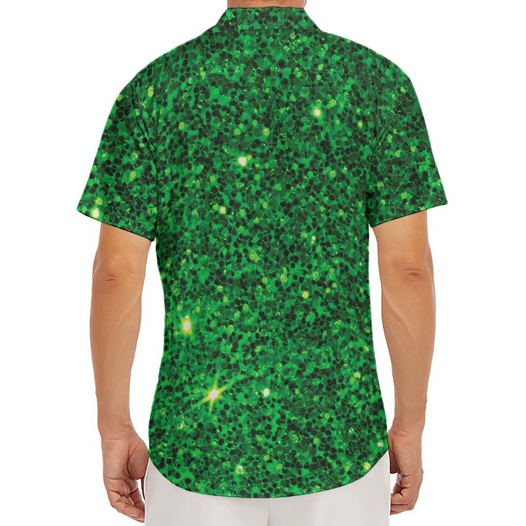 Green (NOT Real) Glitter Print Men's Deep V-Neck Shirt