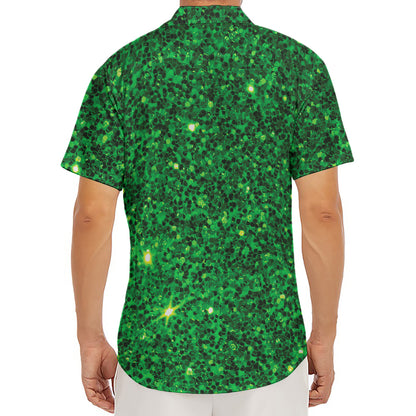 Green (NOT Real) Glitter Print Men's Deep V-Neck Shirt