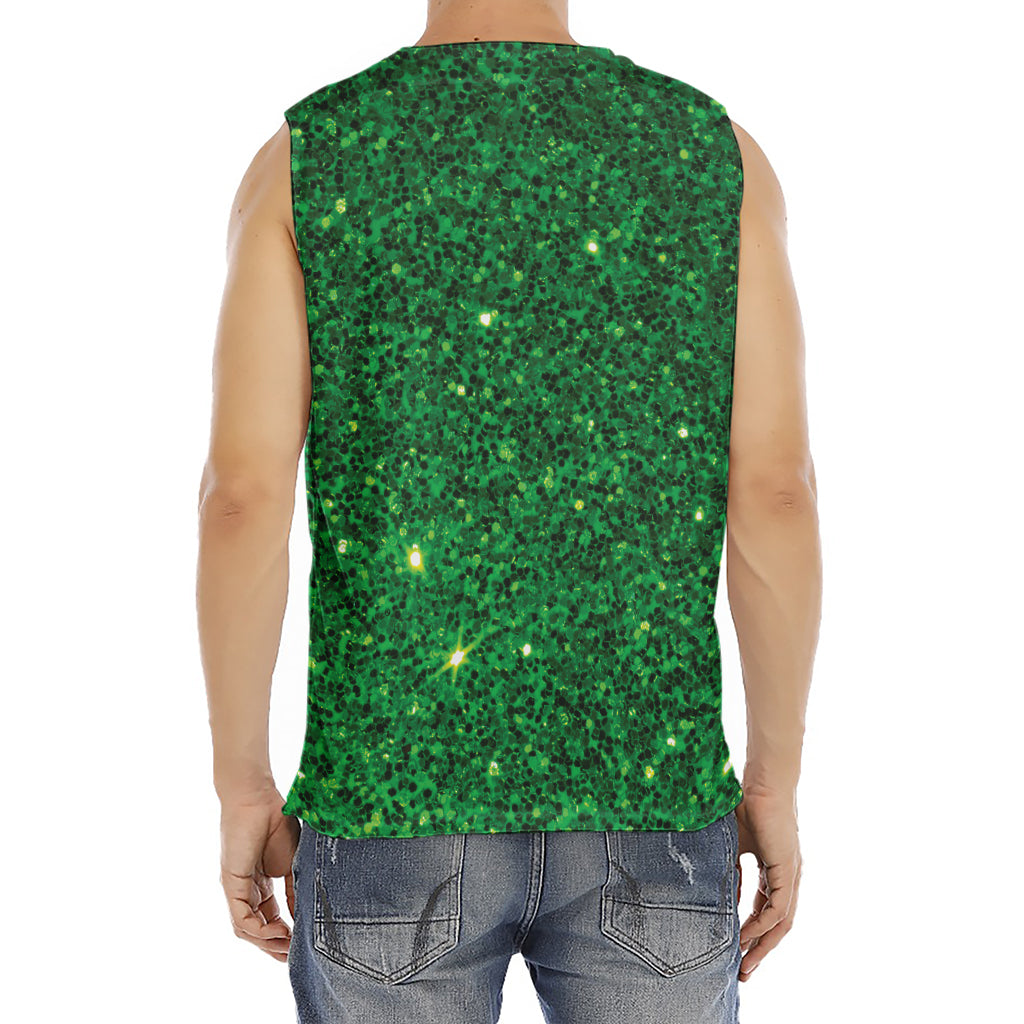 Green (NOT Real) Glitter Print Men's Fitness Tank Top