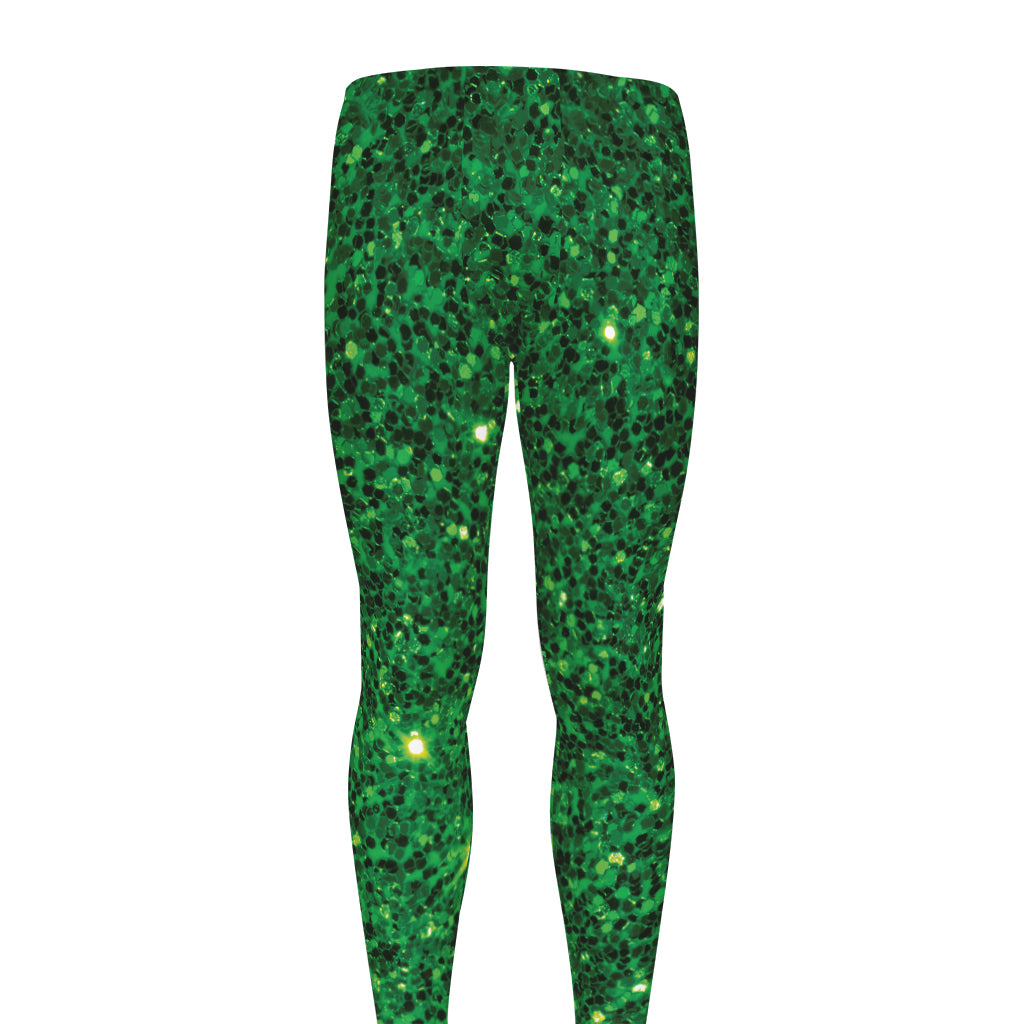Green (NOT Real) Glitter Print Men's leggings