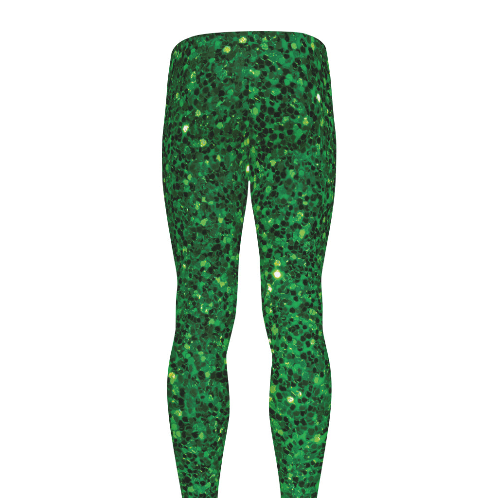 Green (NOT Real) Glitter Print Men's leggings