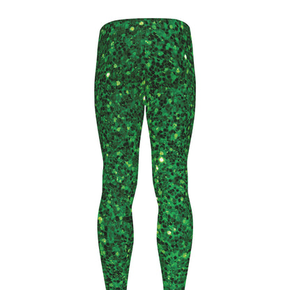 Green (NOT Real) Glitter Print Men's leggings