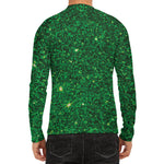 Green (NOT Real) Glitter Print Men's Long Sleeve Rash Guard