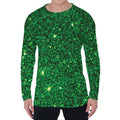 Green (NOT Real) Glitter Print Men's Long Sleeve T-Shirt