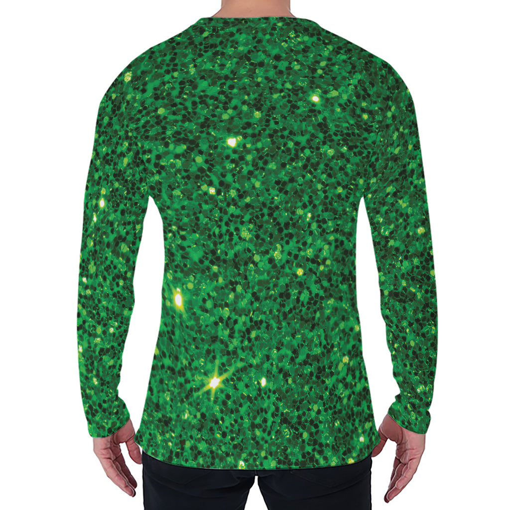 Green (NOT Real) Glitter Print Men's Long Sleeve T-Shirt