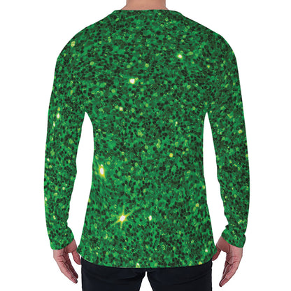 Green (NOT Real) Glitter Print Men's Long Sleeve T-Shirt