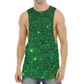 Green (NOT Real) Glitter Print Men's Muscle Tank Top