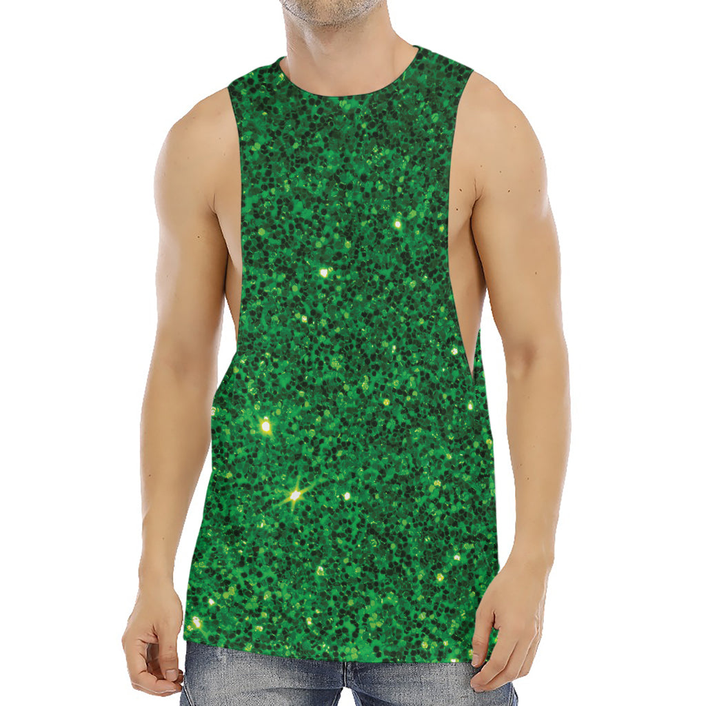 Green (NOT Real) Glitter Print Men's Muscle Tank Top